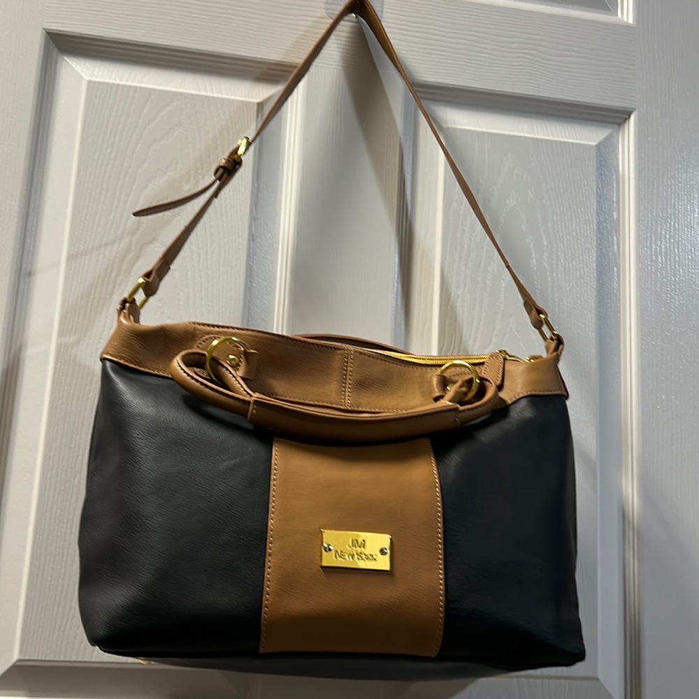 Black and brown large leather bag Jm New York collection never used